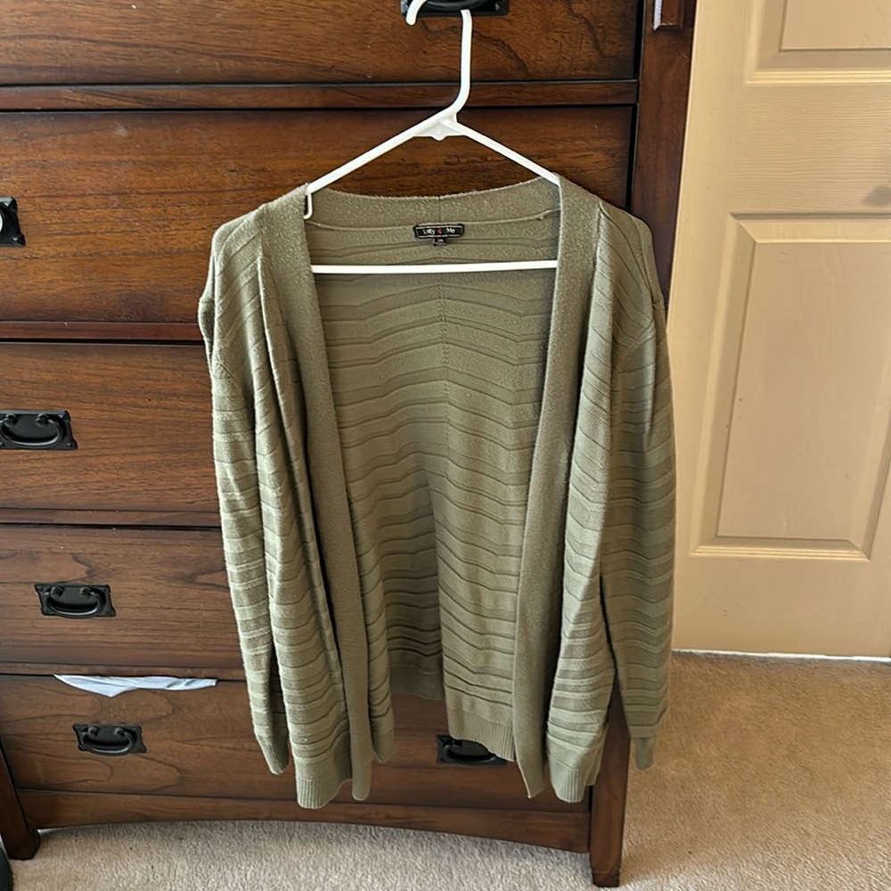 Green ribbed cardigan
